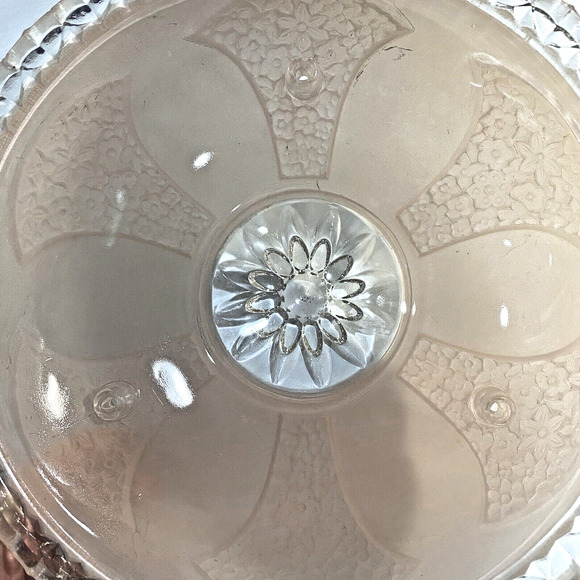 Vintage Glass Lightshade Thick Textured Pink & Clear 3-hole Hanging Shade Decor - Picture 6 of 8